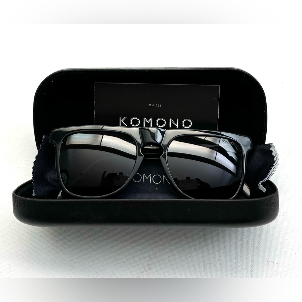 Komono | Bennet Glossy Black Sunglasses with Case